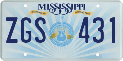 MS license plate ZGS431