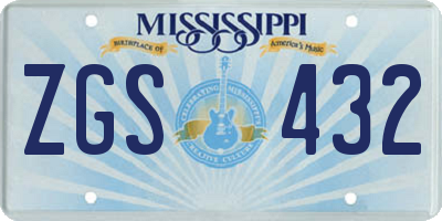 MS license plate ZGS432