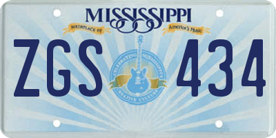 MS license plate ZGS434