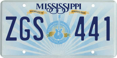 MS license plate ZGS441