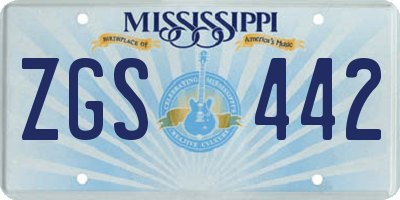 MS license plate ZGS442