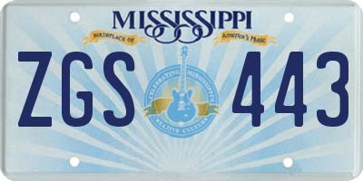 MS license plate ZGS443