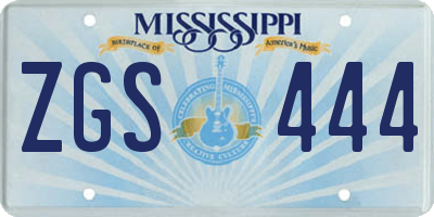MS license plate ZGS444