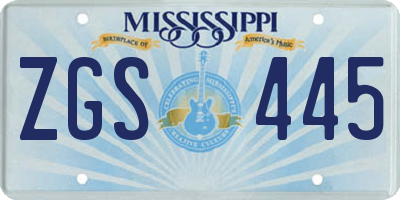 MS license plate ZGS445