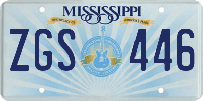 MS license plate ZGS446