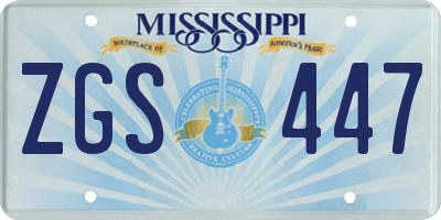 MS license plate ZGS447