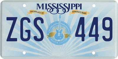 MS license plate ZGS449