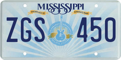 MS license plate ZGS450