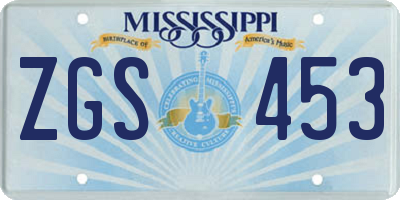 MS license plate ZGS453