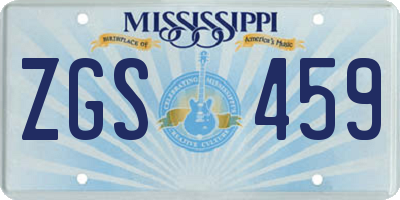 MS license plate ZGS459