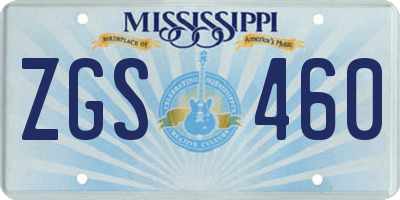 MS license plate ZGS460