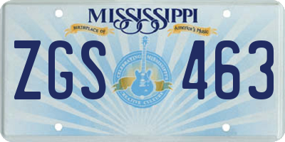 MS license plate ZGS463