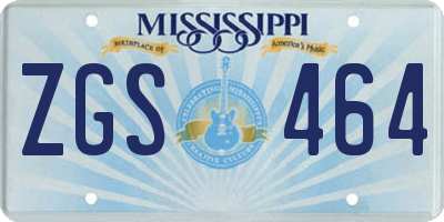 MS license plate ZGS464