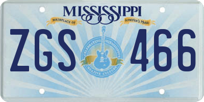 MS license plate ZGS466