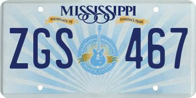 MS license plate ZGS467