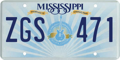 MS license plate ZGS471