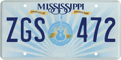 MS license plate ZGS472