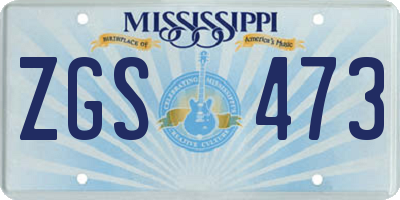 MS license plate ZGS473