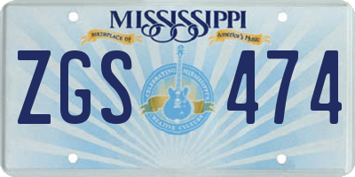 MS license plate ZGS474
