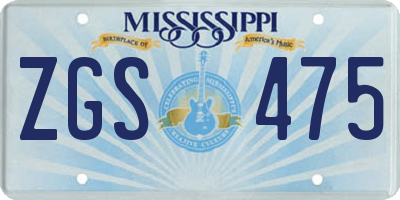 MS license plate ZGS475
