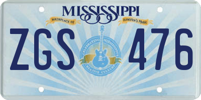 MS license plate ZGS476