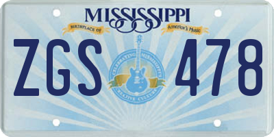MS license plate ZGS478