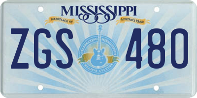 MS license plate ZGS480