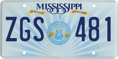 MS license plate ZGS481