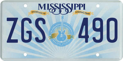 MS license plate ZGS490