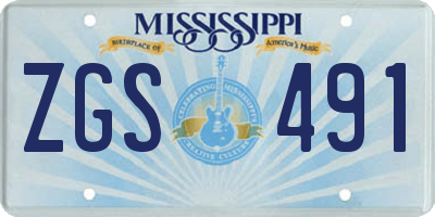 MS license plate ZGS491