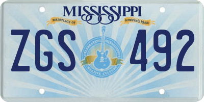 MS license plate ZGS492