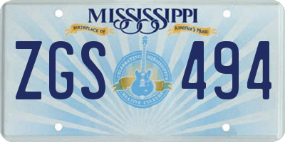 MS license plate ZGS494