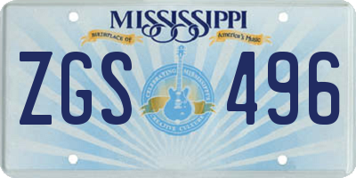 MS license plate ZGS496