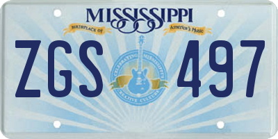 MS license plate ZGS497