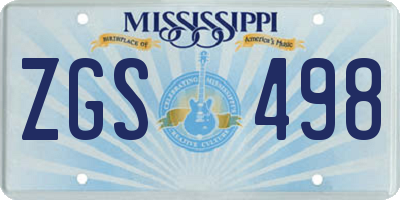 MS license plate ZGS498