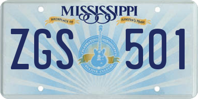 MS license plate ZGS501