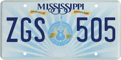 MS license plate ZGS505