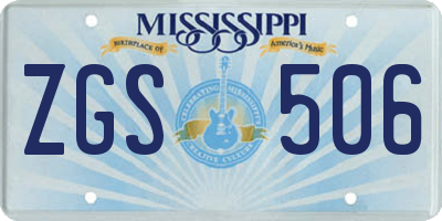 MS license plate ZGS506