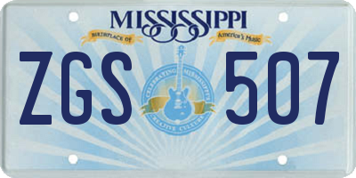 MS license plate ZGS507