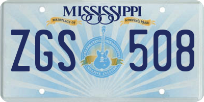 MS license plate ZGS508