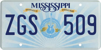 MS license plate ZGS509