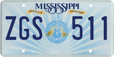 MS license plate ZGS511