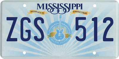 MS license plate ZGS512