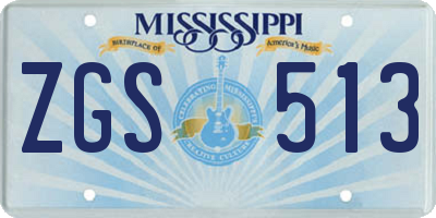 MS license plate ZGS513