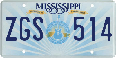 MS license plate ZGS514