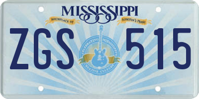 MS license plate ZGS515