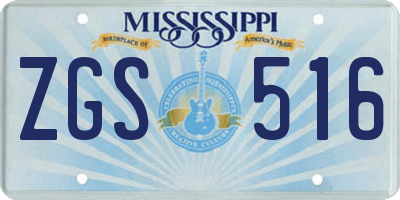 MS license plate ZGS516