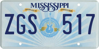 MS license plate ZGS517