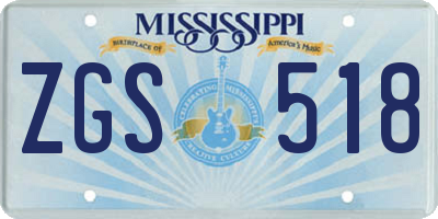 MS license plate ZGS518