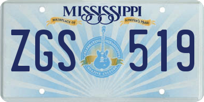 MS license plate ZGS519